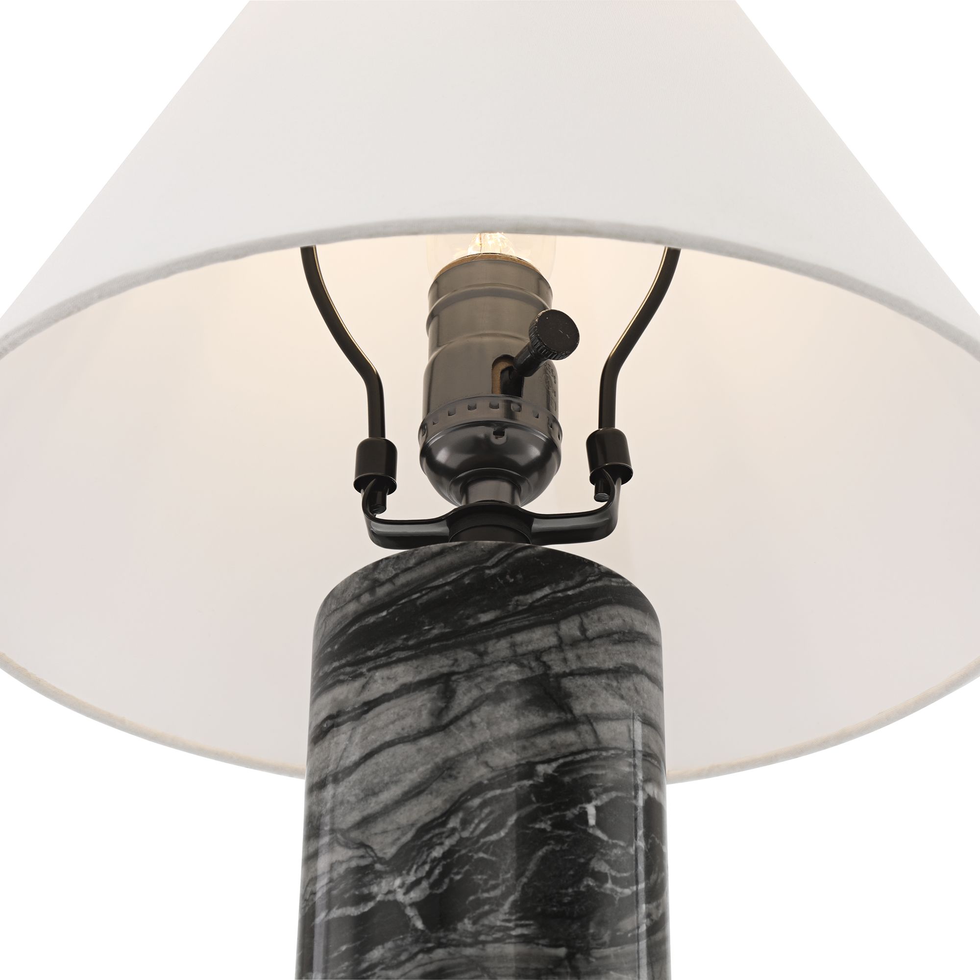 Image 4 Possini Euro Schiavo 18 3/4" High Black Gray Marble Pillar Table Lamp more views