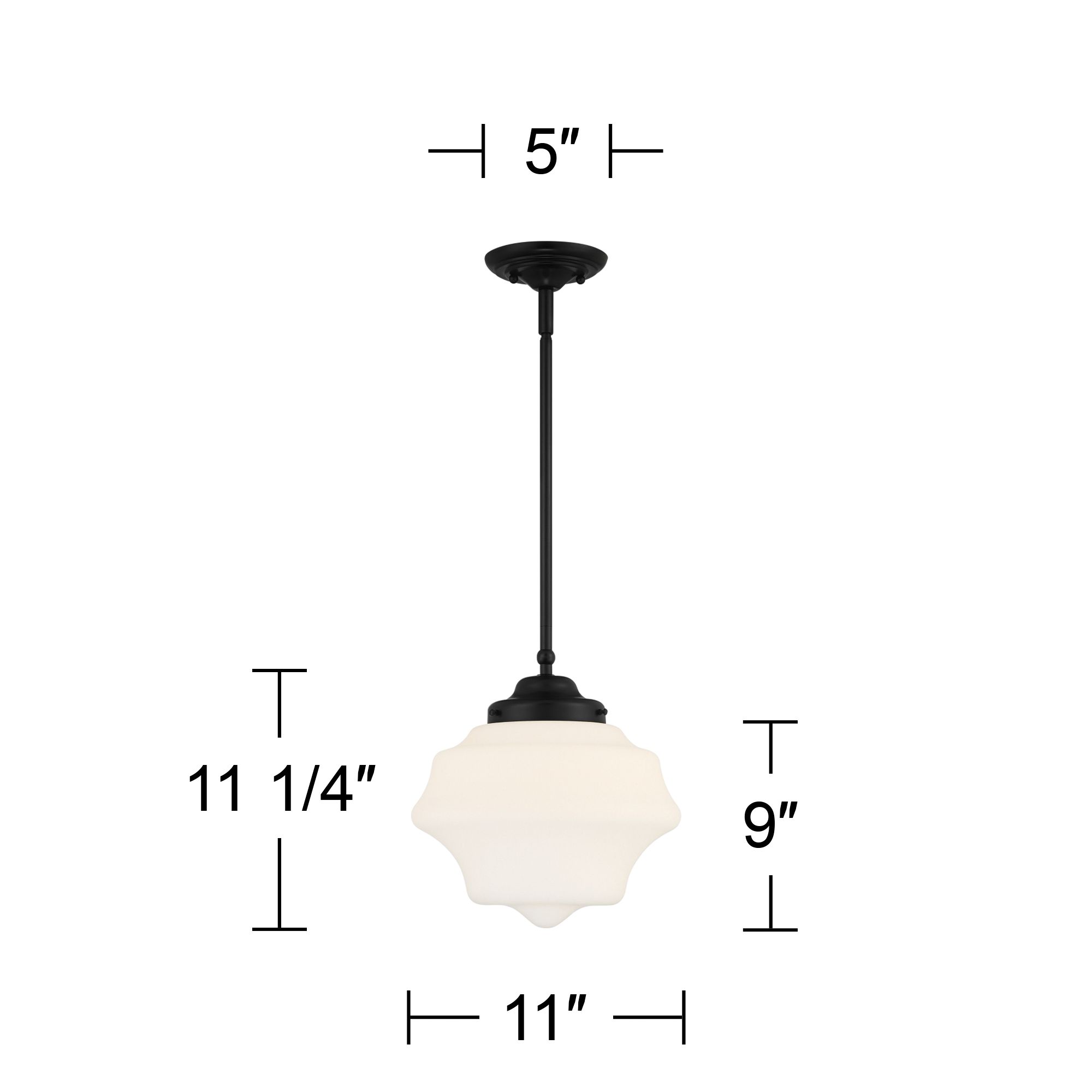Image 7 Possini Euro Schoolhouse 11"W Black and Opal Schoolhouse Pendant Light more views
