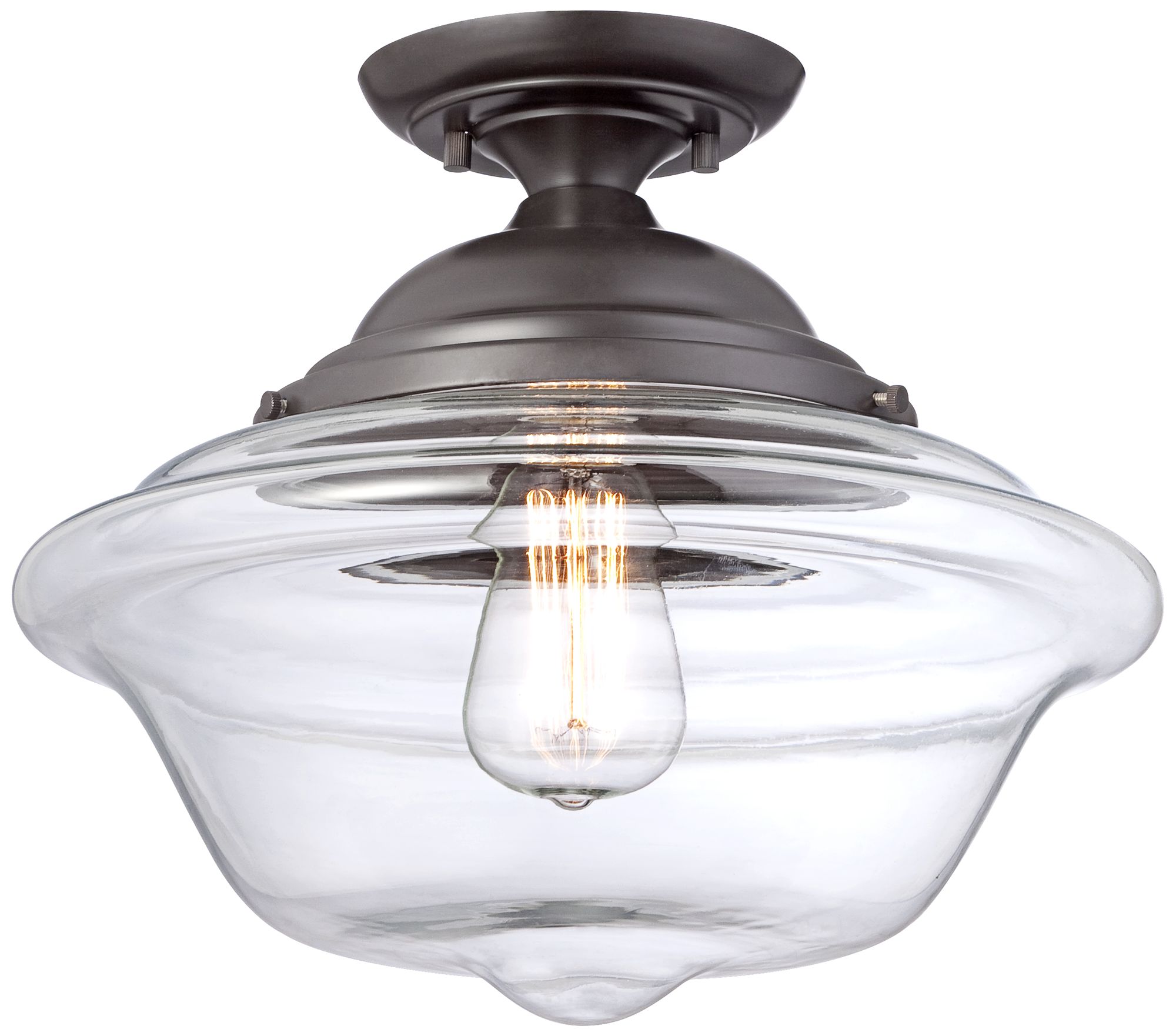 Possini Euro Schoolhouse 13" Wide Bronze LED Ceiling Light