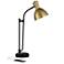 Possini Euro Scout Warm Gold and Black Metal Desk Lamp with USB Ports