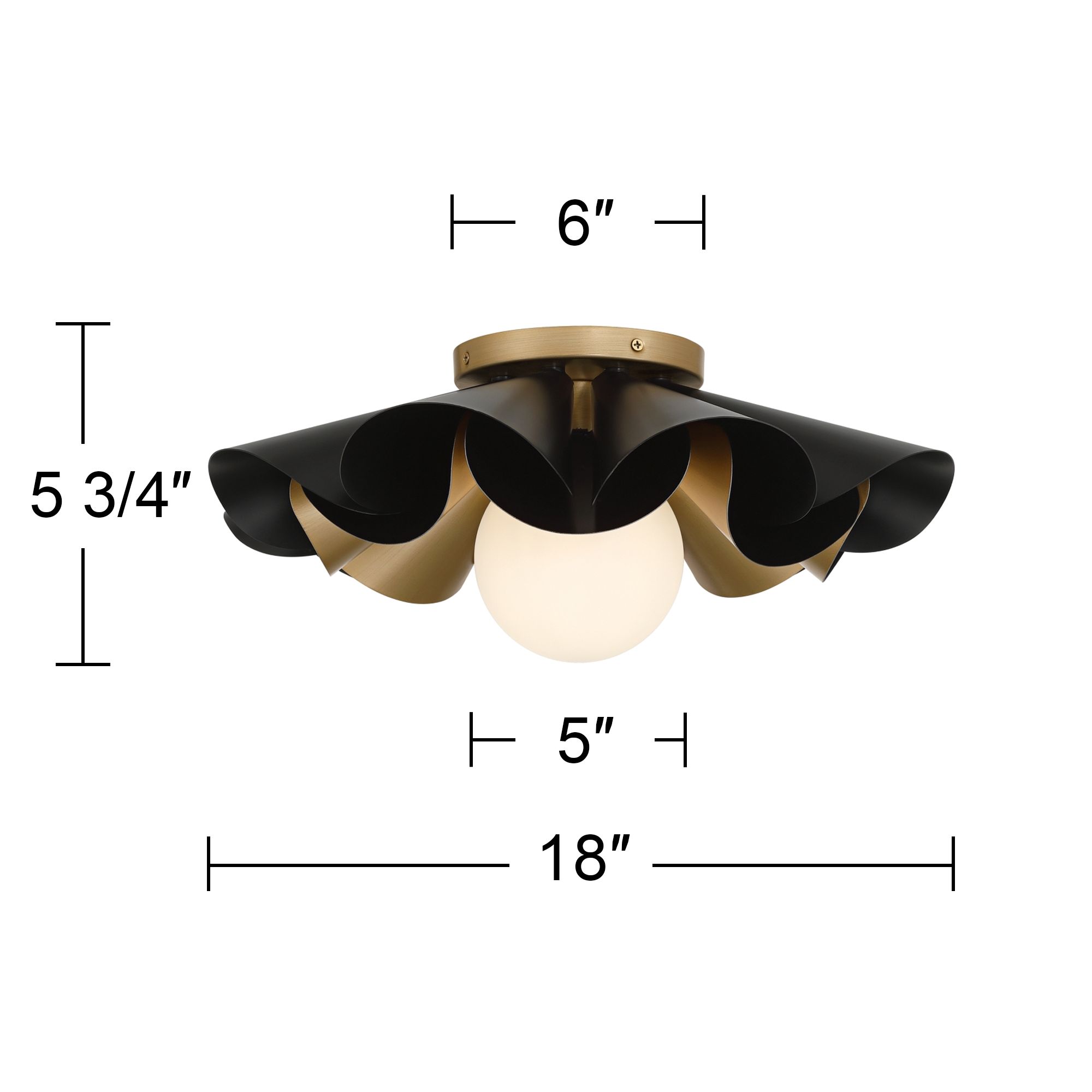 Possini Euro Sedna 18"W Black and Warm Gold Ceiling Light