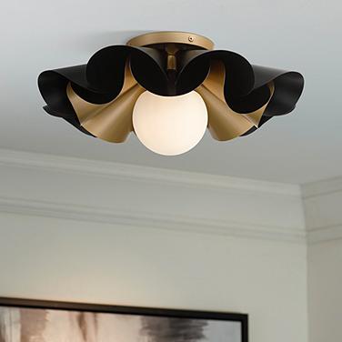 Possini Euro Sedna 18"W Black and Warm Gold Ceiling Light