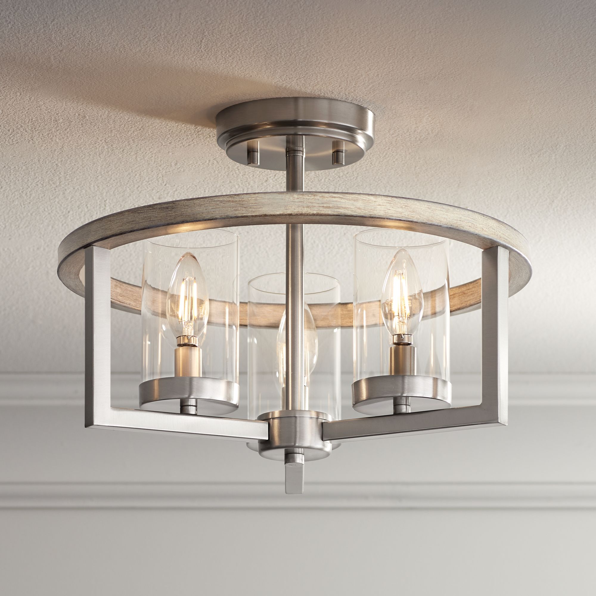 Brushed nickel store hanging light fixtures