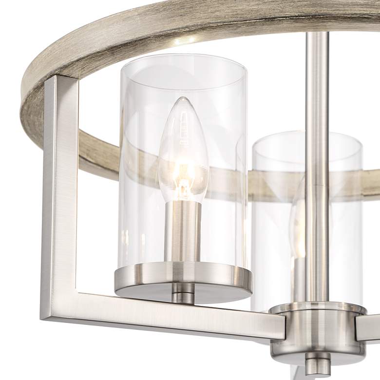 Image 3 Possini Euro Senna 15 inch Wide 3-Light Brushed Nickel Ceiling Light more views