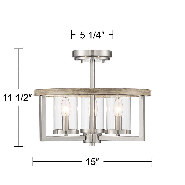 Image 7 Possini Euro Senna 15" Wide 3-Light Brushed Nickel Ceiling Light more views