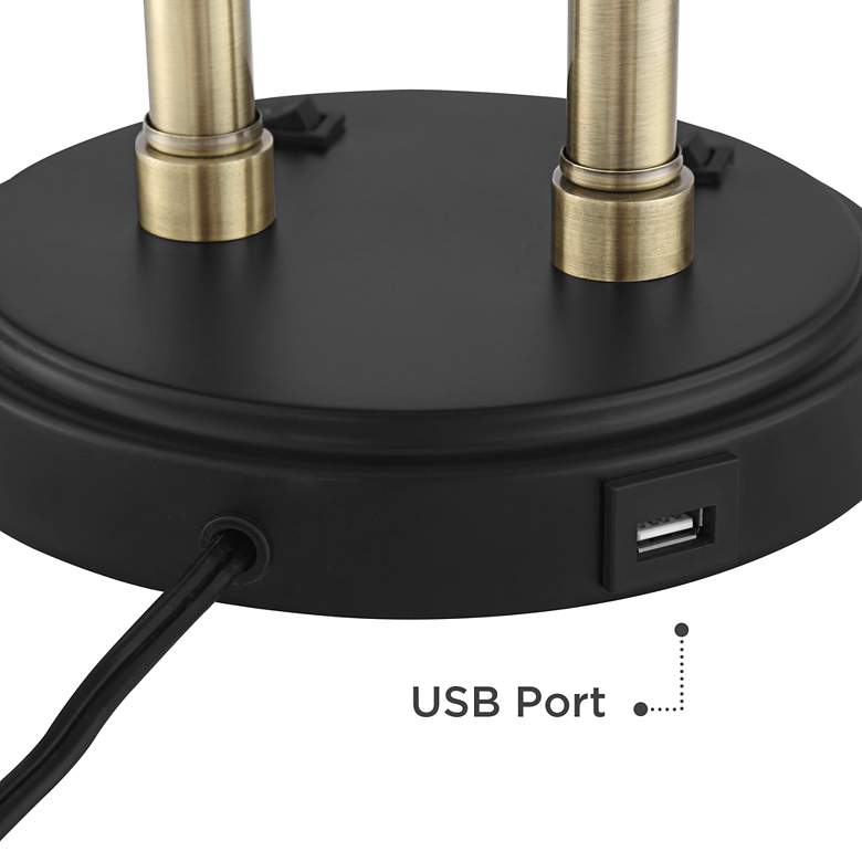Image 6 Possini Euro Sentry 23 inch Black Antique Brass Desk Lamp with USB Port more views