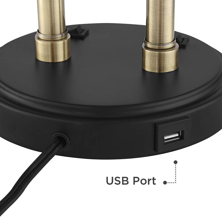Image 6 Possini Euro Sentry 23" Black Antique Brass Desk Lamp with USB Port more views