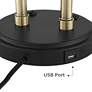 Possini Euro Sentry 23" Black Antique Brass Desk Lamp with USB Port