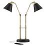 2_Possini Euro Sentry 23" Black Antique Brass Dual USB Ports Desk Lamp