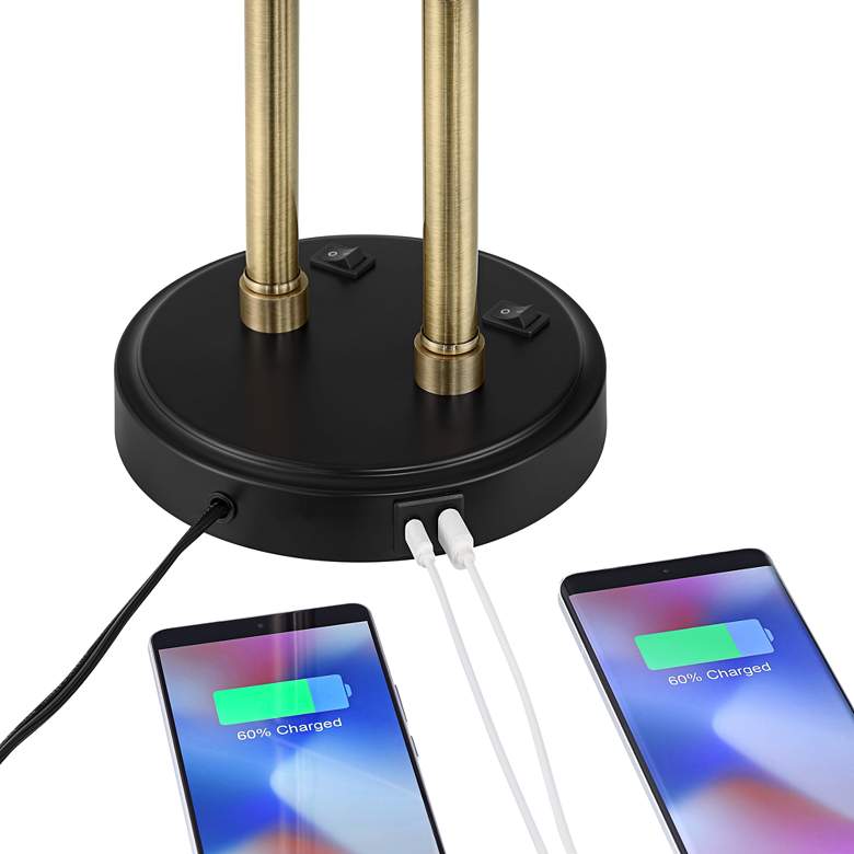 Image 6 Possini Euro Sentry 23" Black Antique Brass Dual USB Ports Desk Lamp more views