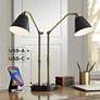 Possini Euro Sentry 23" Black Antique Brass Dual USB Ports Desk Lamp