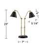 Possini Euro Sentry 23" Black Antique Brass Dual USB Ports Desk Lamp