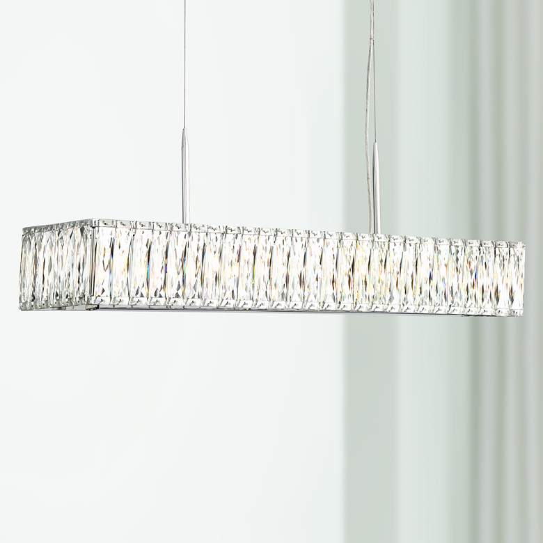 Image 1 Possini Euro Sera 33 1/2 inch Chrome Crystal Kitchen Island Light Pendant