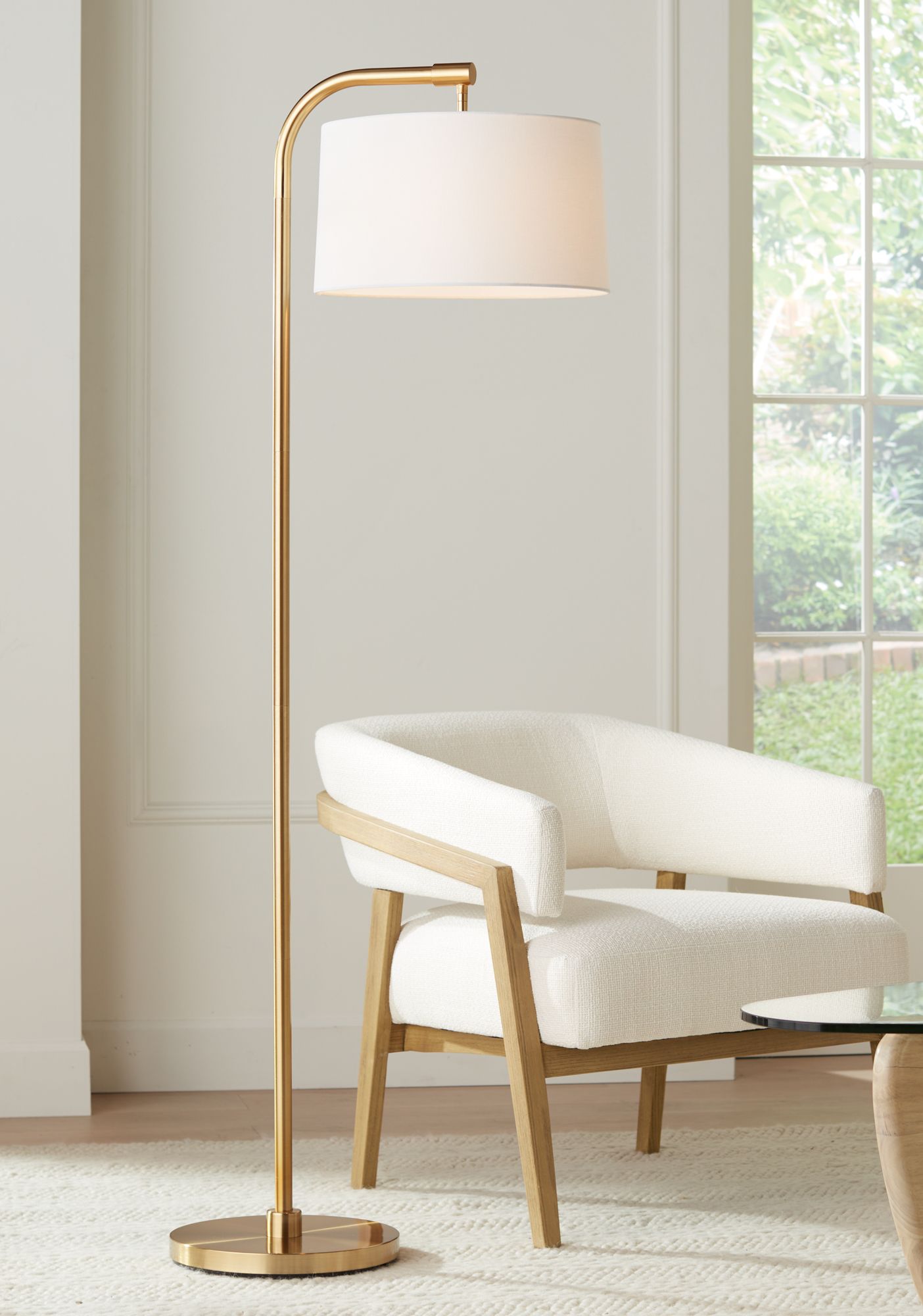 Possini Euro Serra 64" Warm Gold Modern Arc Arm Floor Lamps Set of 2