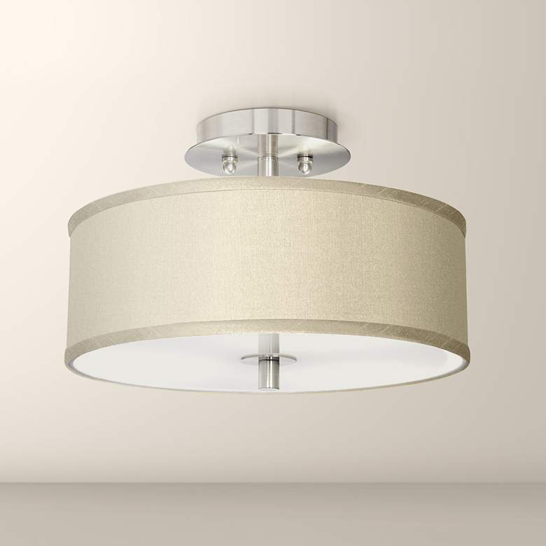 Image 1 Possini Euro Sesame Faux Silk 14" Wide Ceiling Light