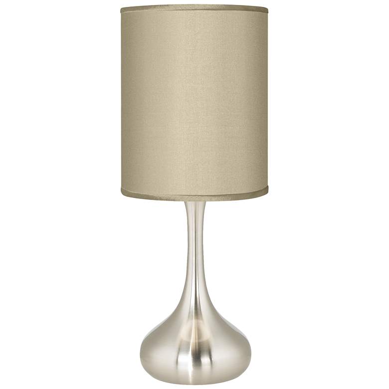 Possini Euro Sesame Faux Silk Brushed Nickel Droplet Table Lamp