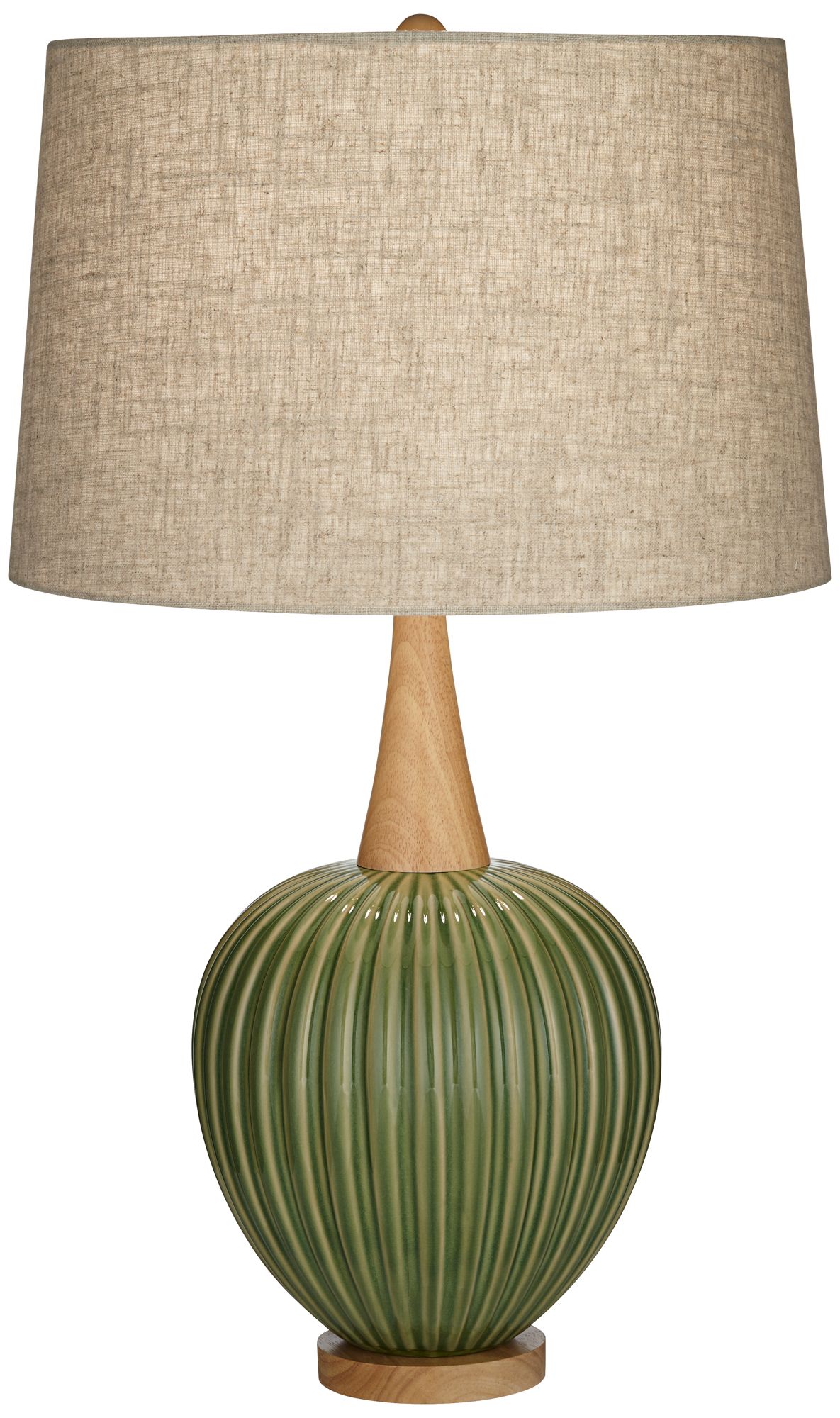 Image 2 Possini Euro Sevilla 29" Modern Ribbed Gourd Green Ceramic Table Lamp