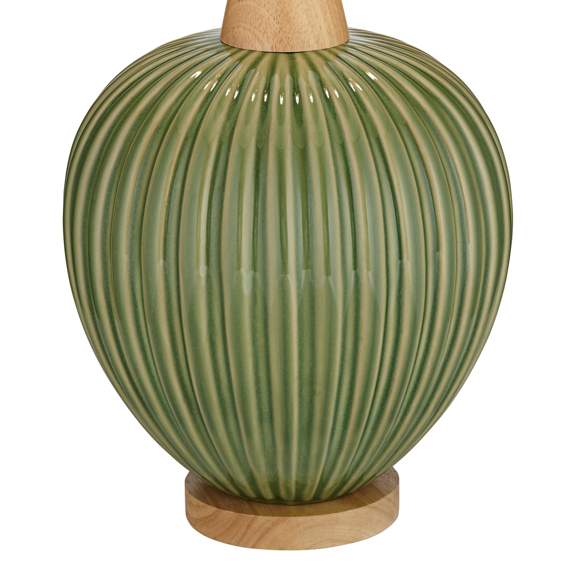 Image 6 Possini Euro Sevilla 29" Modern Ribbed Gourd Green Ceramic Table Lamp more views