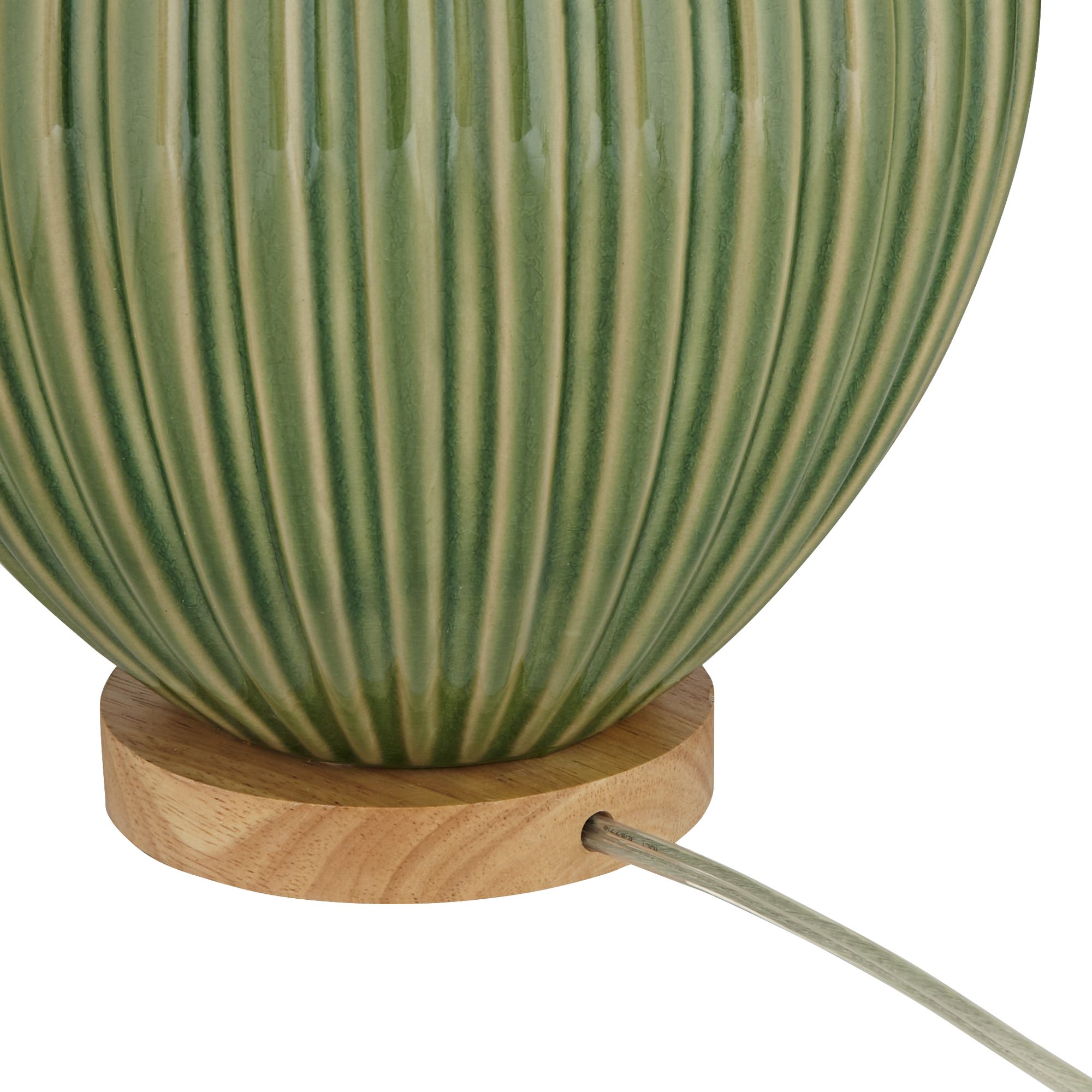 Image 7 Possini Euro Sevilla 29" Modern Ribbed Gourd Green Ceramic Table Lamp more views