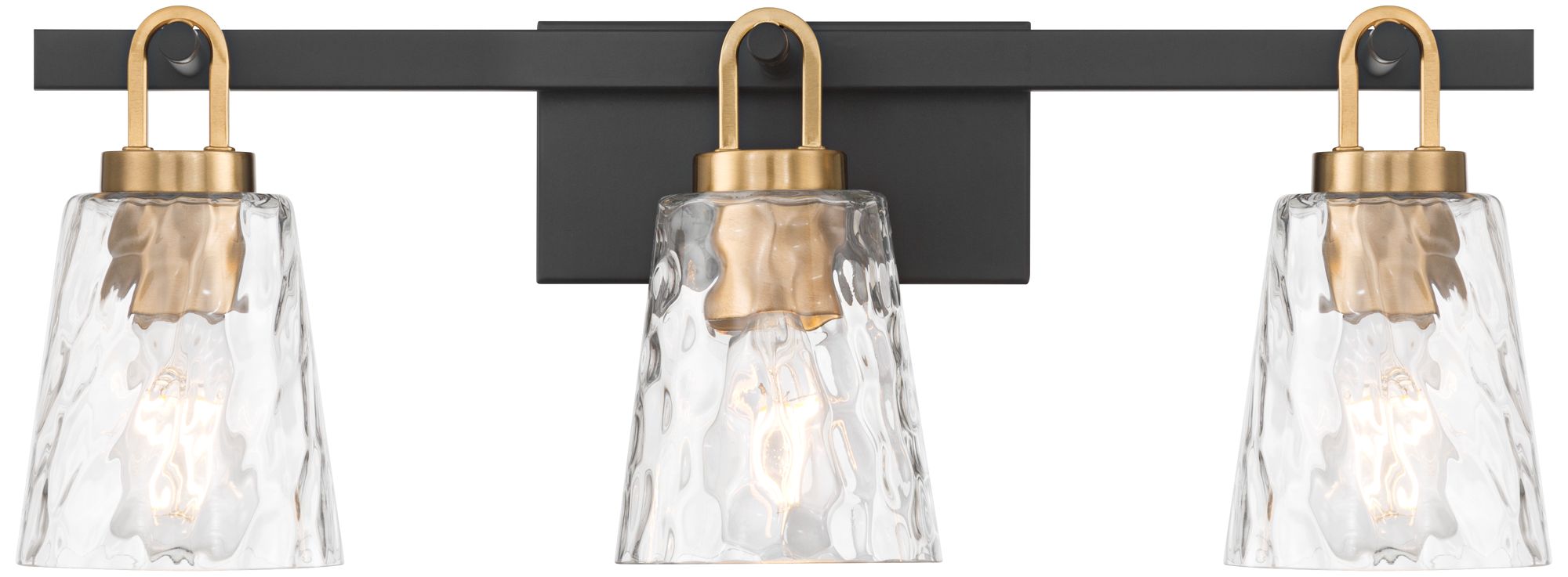 Image 2 Possini Euro Shadia 24 3/4" Wide Black and Brass 3-Light Bath Light