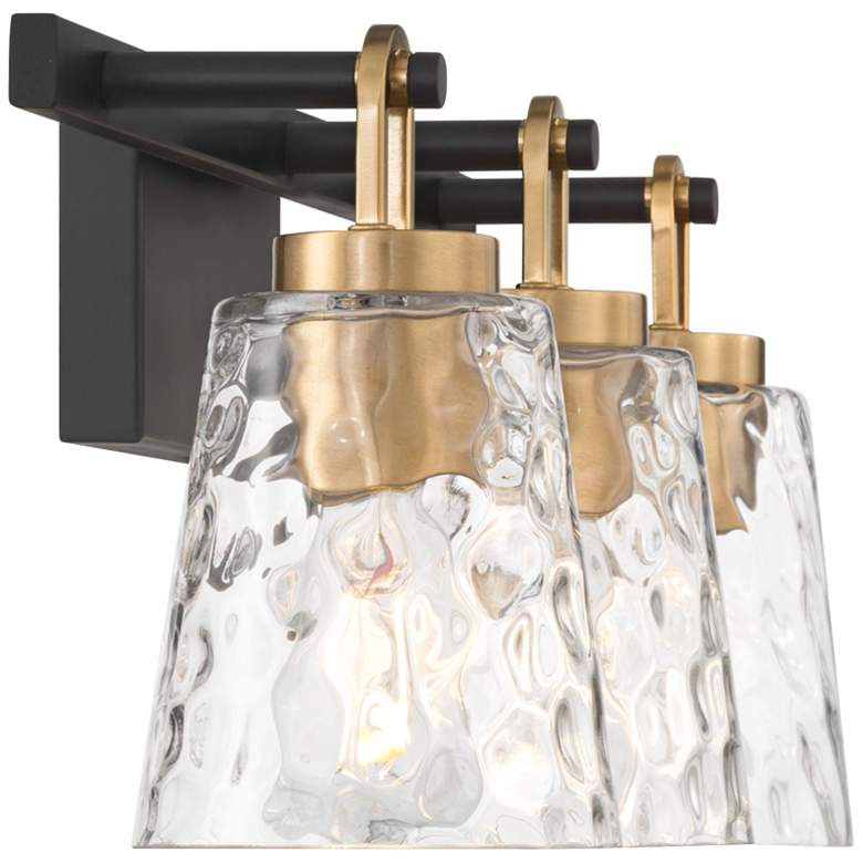 Image 7 Possini Euro Shadia 24 3/4" Wide Black and Brass 3-Light Bath Light more views