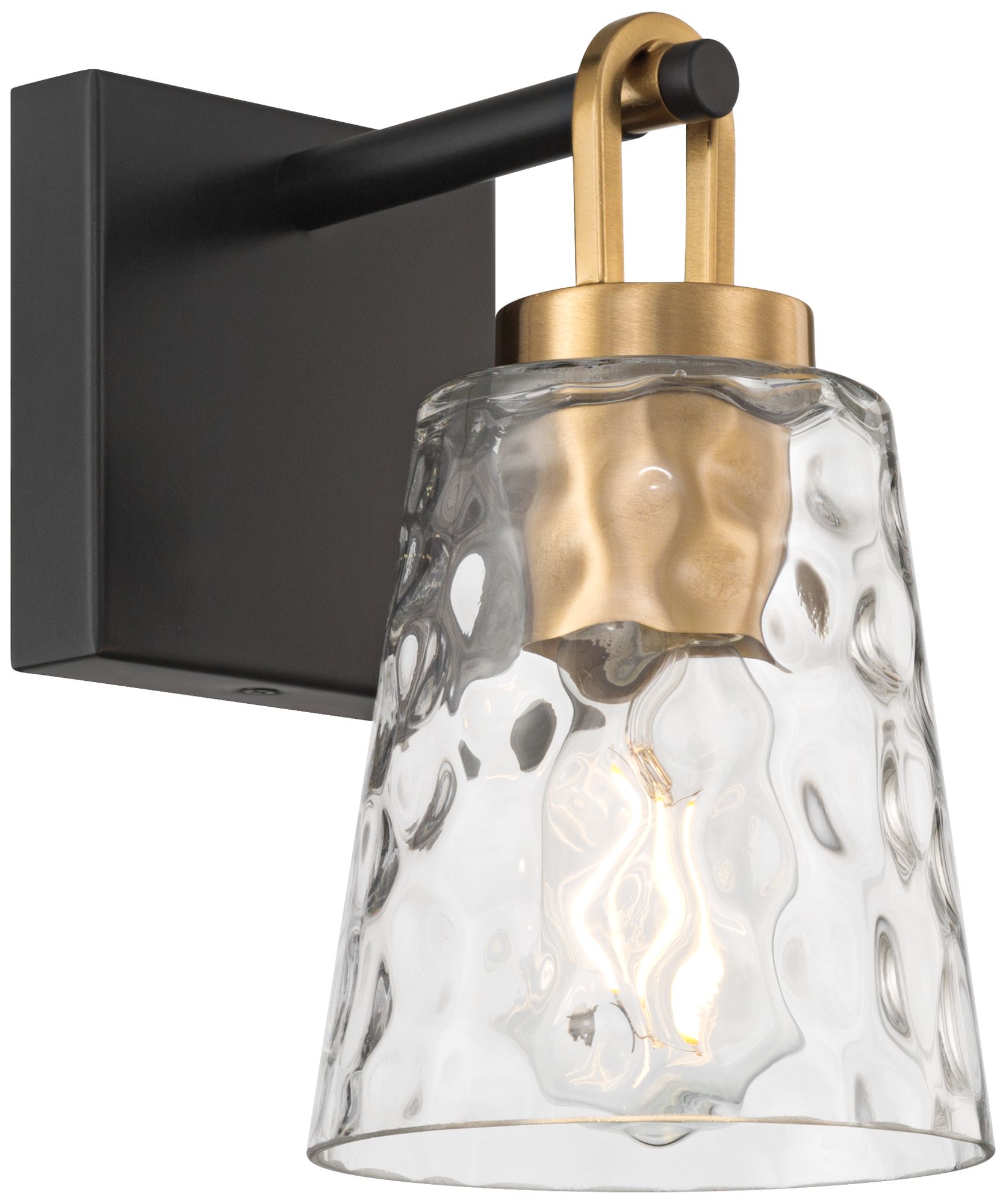 Possini Euro Shadia 9" High Black Brass Water Glass Wall Sconce in scene