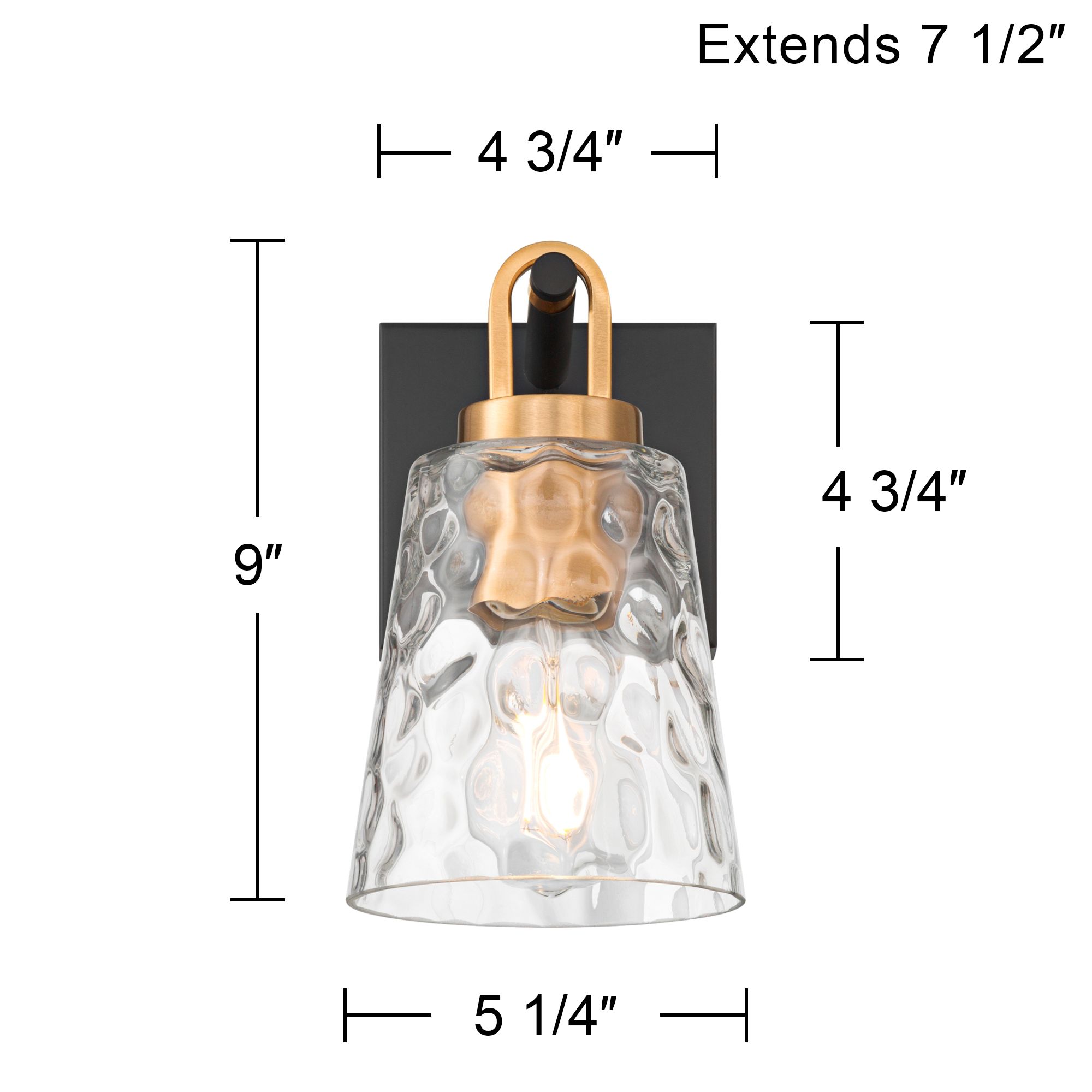 Possini Euro Shadia 9" High Black Brass Water Glass Wall Sconce in scene