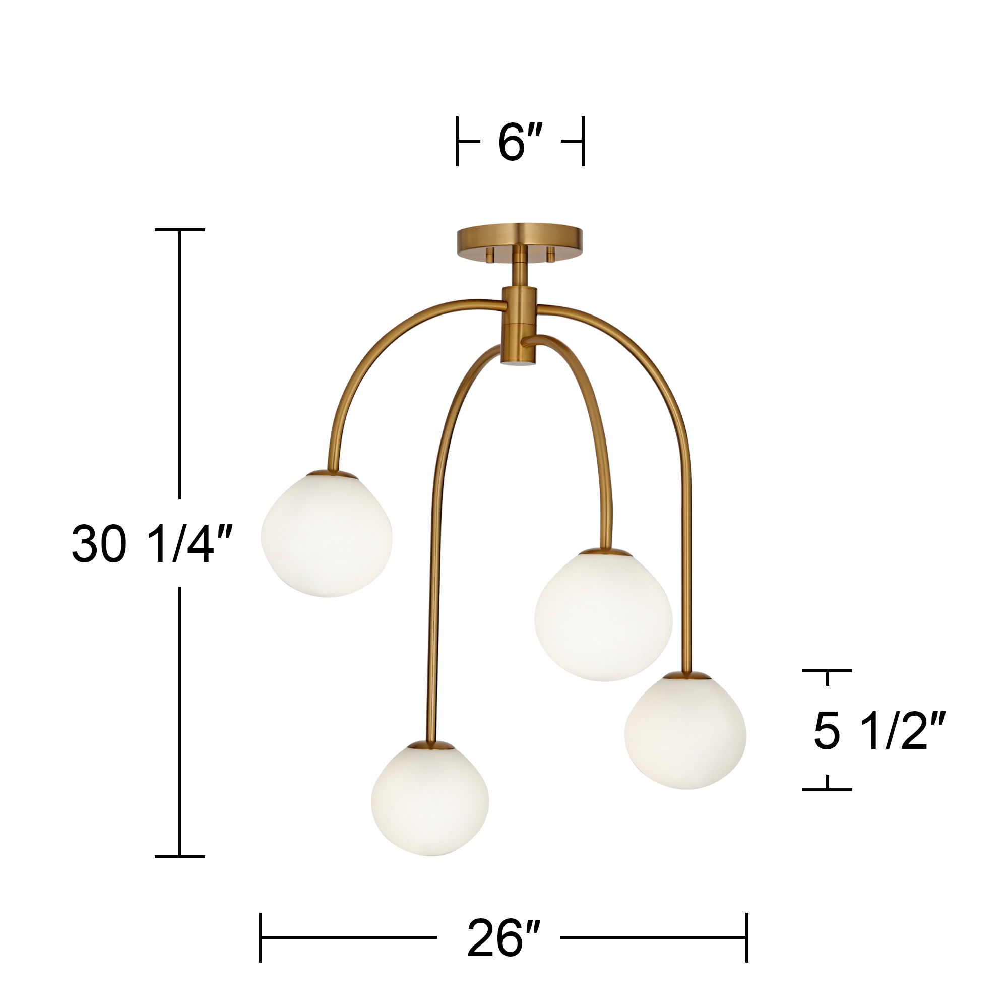 Possini Euro Shamar 26" Wide Warm Brass 4-Light Ceiling Light in scene