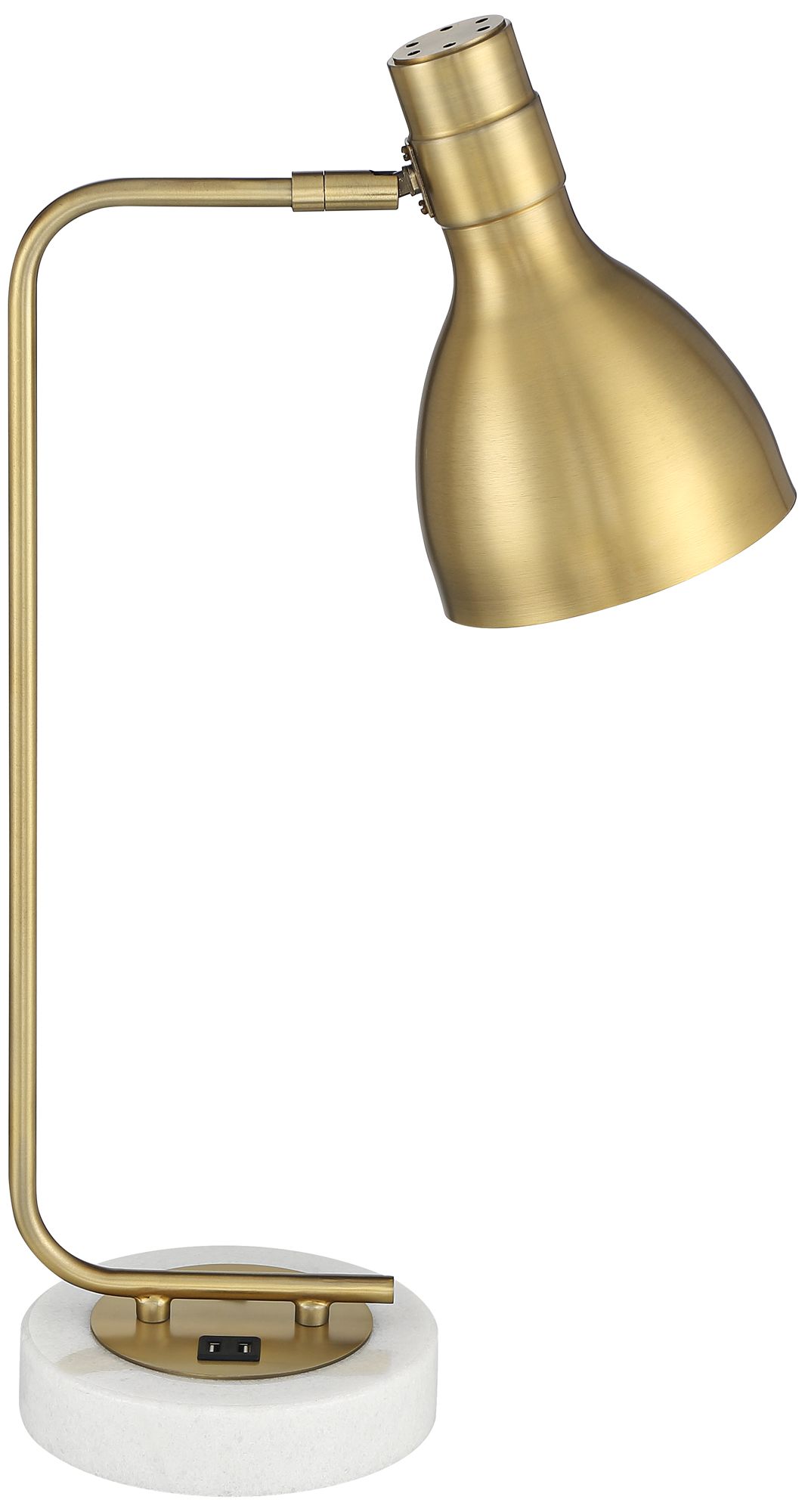 Possini Euro Shasta Warm Gold and Marble Desk Lamp with Dual USB Ports
