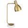 Possini Euro Shasta Warm Gold and Marble Desk Lamp with Dual USB Ports