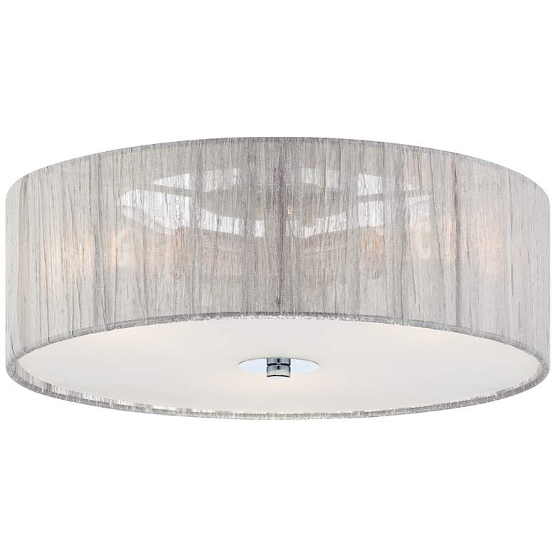 Image 2 Possini Euro Sheer 16 inch Wide Silver Fabric Ceiling Light