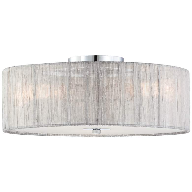 Image 5 Possini Euro Sheer 16 inch Wide Silver Fabric Ceiling Light more views