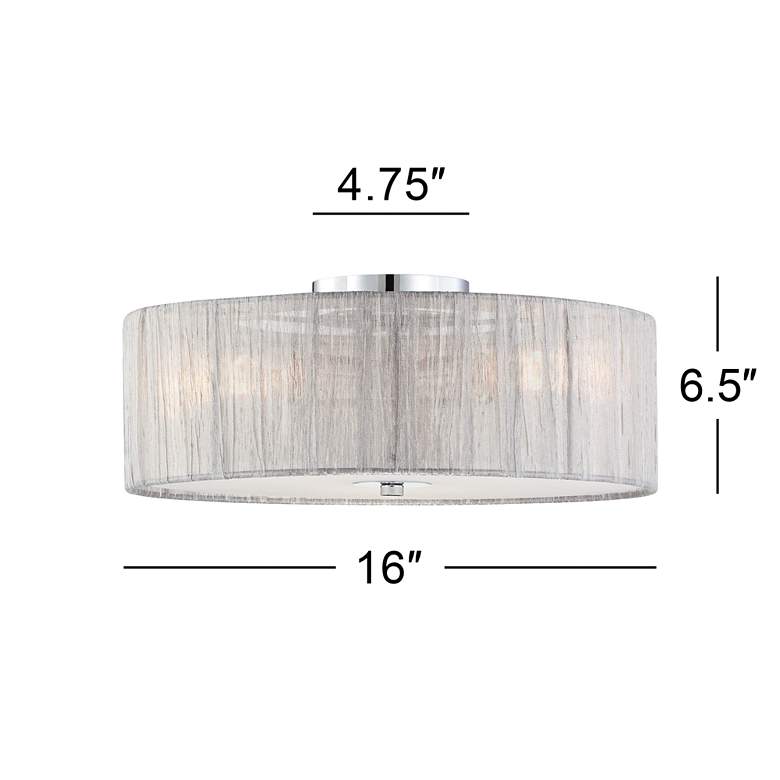 Image 7 Possini Euro Sheer 16" Wide Silver Fabric Ceiling Light more views