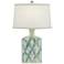 Possini Euro Sheila Green-Blue Diamonds Ceramic Table Lamp
