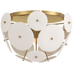 Possini Euro Shelly 15 1/2" Wide Gold with White Ceramic Ceiling Light