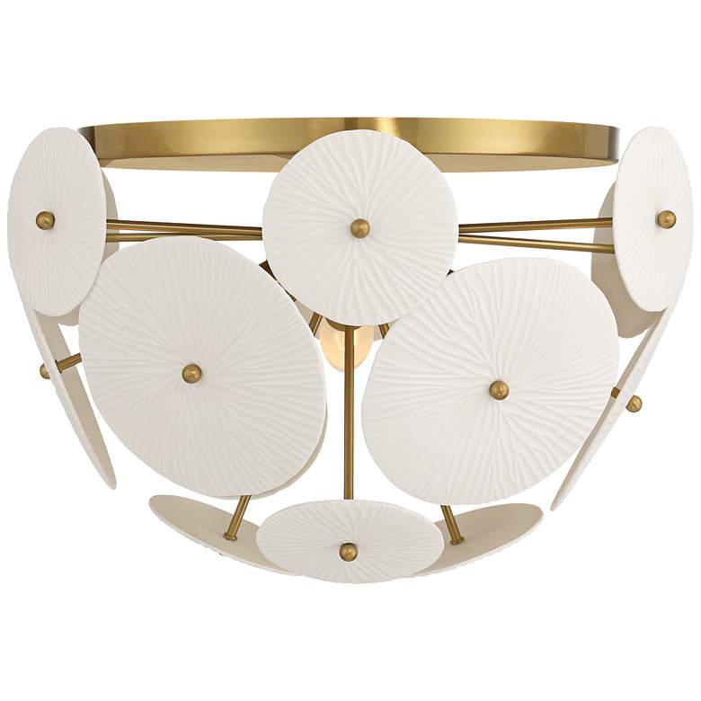 Image 5 Possini Euro Shelly 15 1/2" Wide Gold with White Ceramic Ceiling Light more views