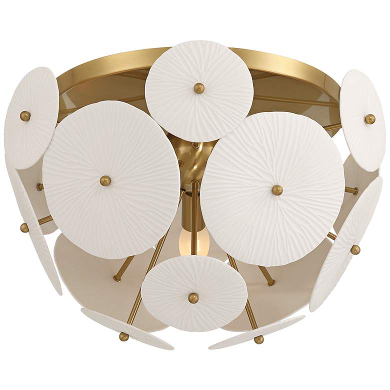 Image 6 Possini Euro Shelly 15 1/2" Wide Gold with White Ceramic Ceiling Light more views