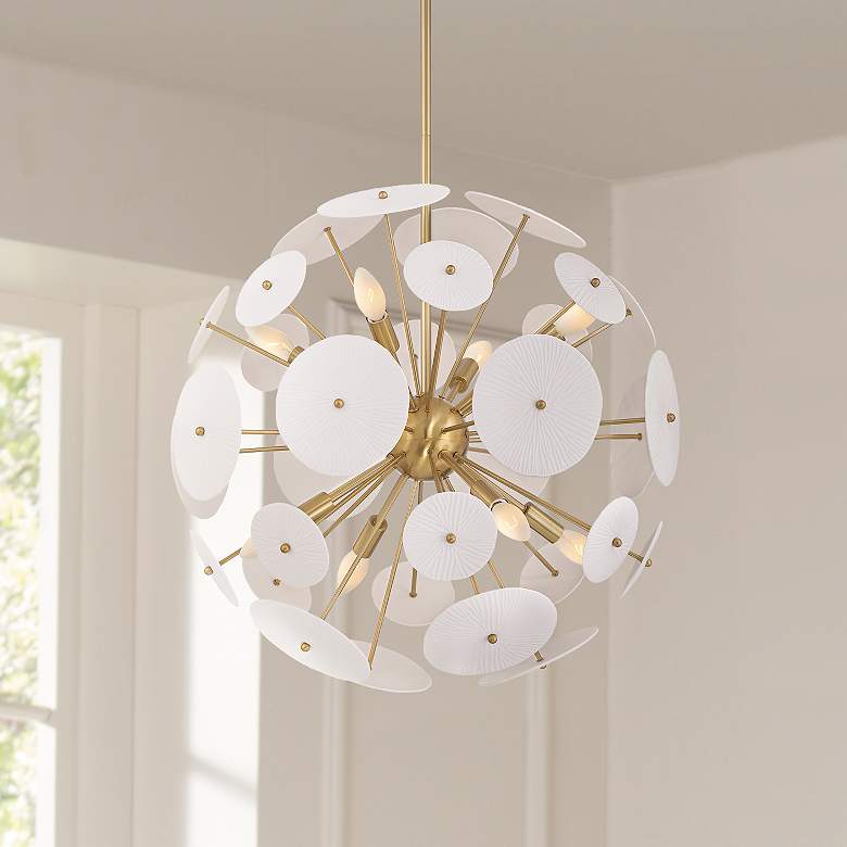 Image 1 Possini Euro Shelly 23 1/2"W Gold and White Ceramic 8-Light Pendant