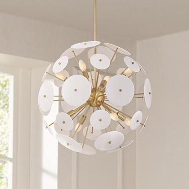 Possini Euro Shelly 23 1/2"W Gold and White Ceramic 8-Light Pendant