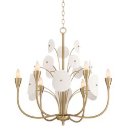 Possini Euro Shelly 28 1/2"W Gold and White Ceramic 6-Light Chandelier