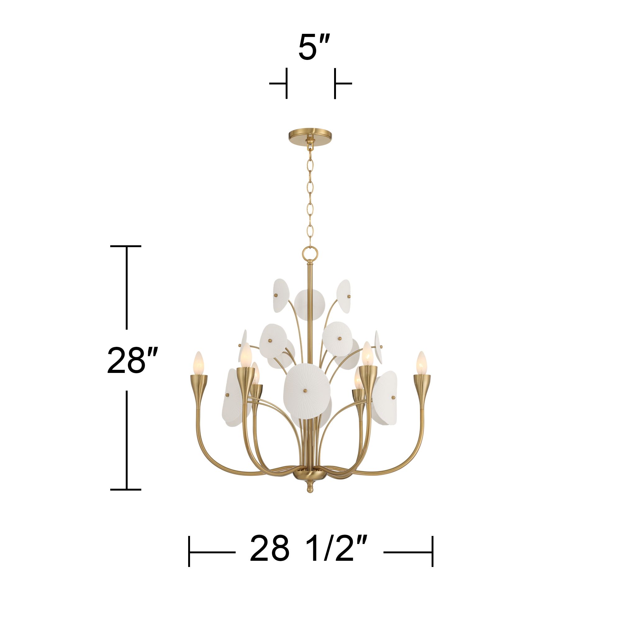 Watch A Video About the Shelly Gold with White Ceramic 6 Light Chandelier