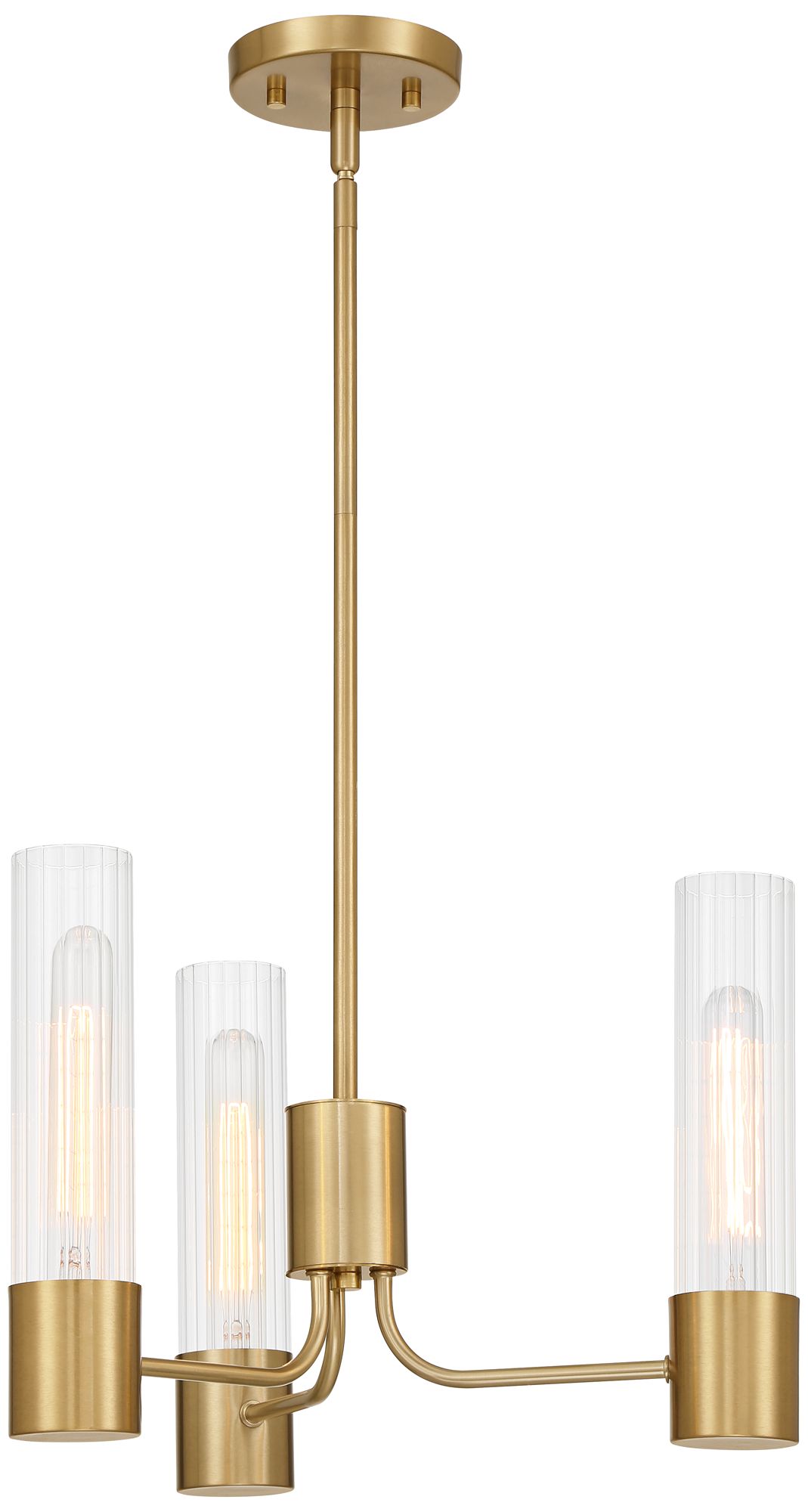 Image 6 Possini Euro Shelton 15" Wide Warm Brass 3-Light Chandelier more views