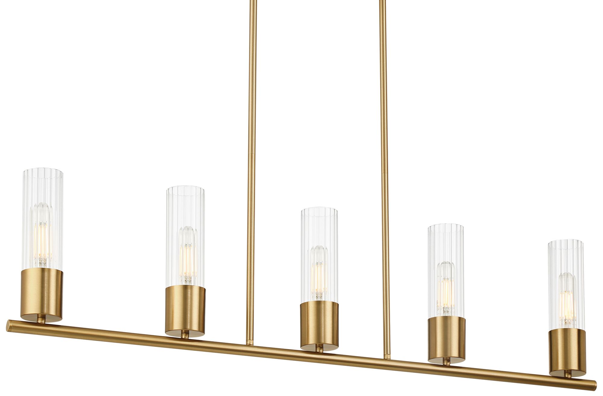 Image 2 Possini Euro Shelton 39 1/2" Wide Warm Brass 5-Light Island Chandelier