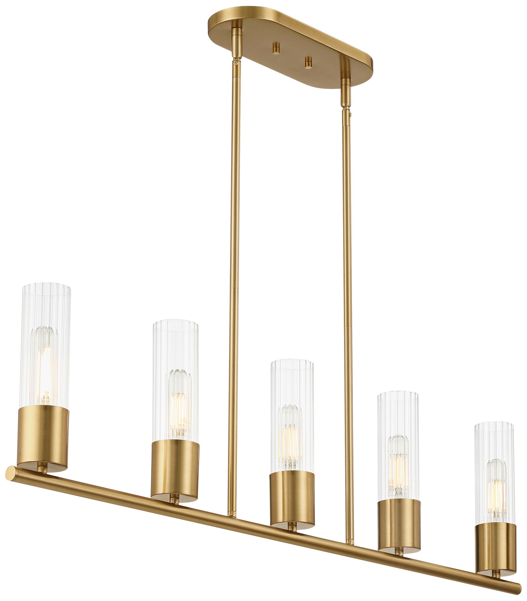 Watch A Video About the Camila Warm Brass 5 Light Island Chandelier