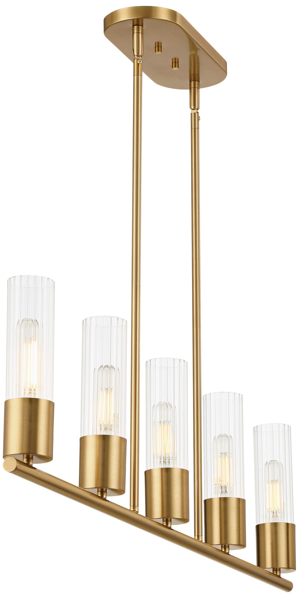 Watch A Video About the Camila Warm Brass 5 Light Island Chandelier