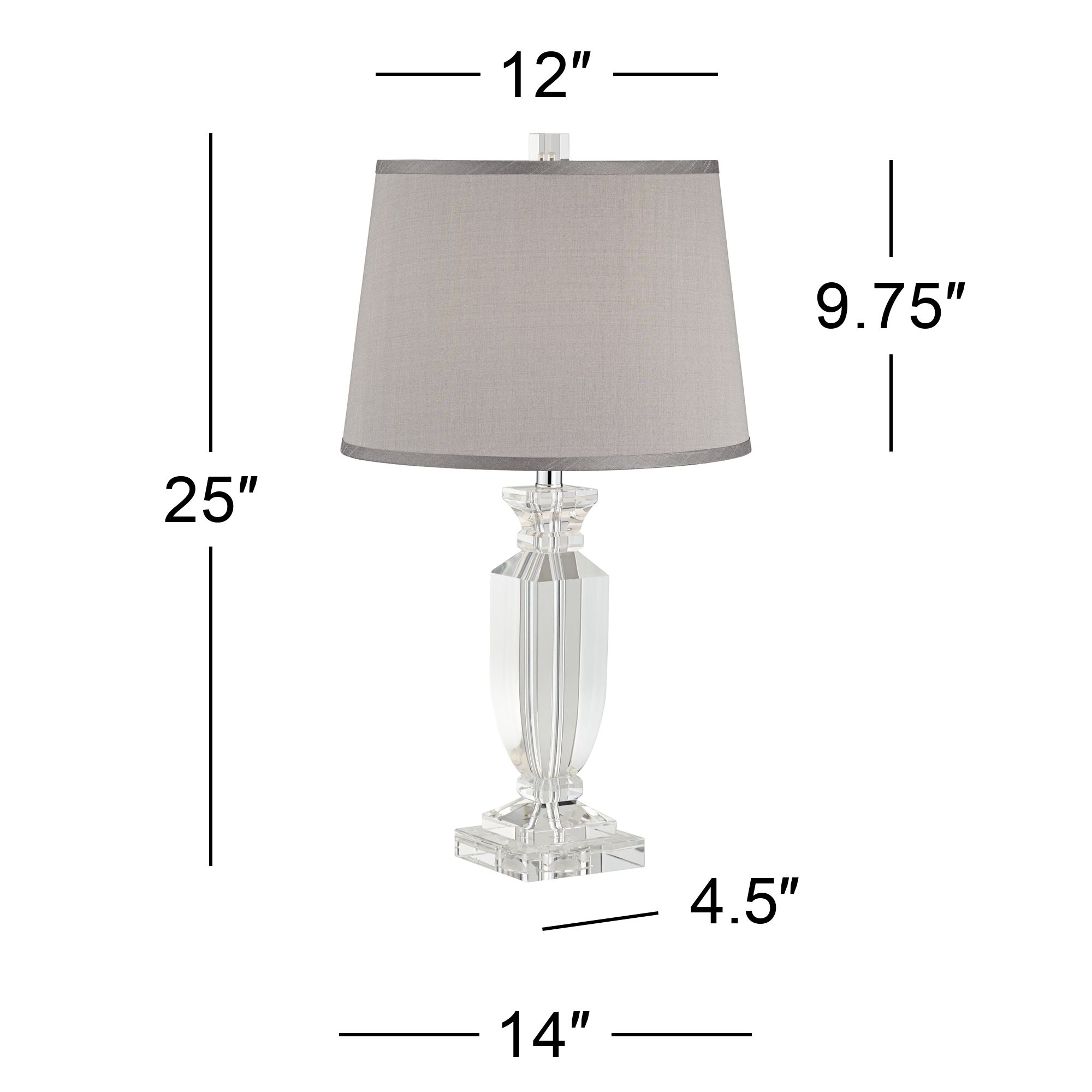 Possini Euro Sherry 25" Crystal Table Lamp with Gray Shade