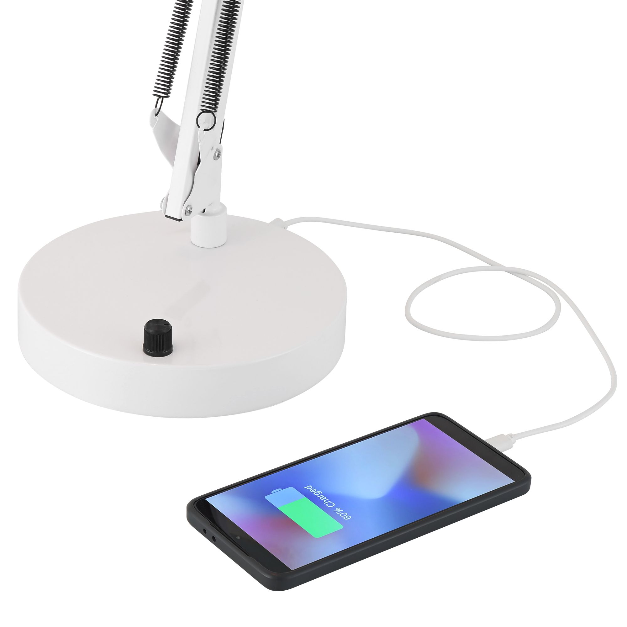 Image 3 Possini Euro Shoup Adjustable Height White Finish Architect USB Desk Lamp more views