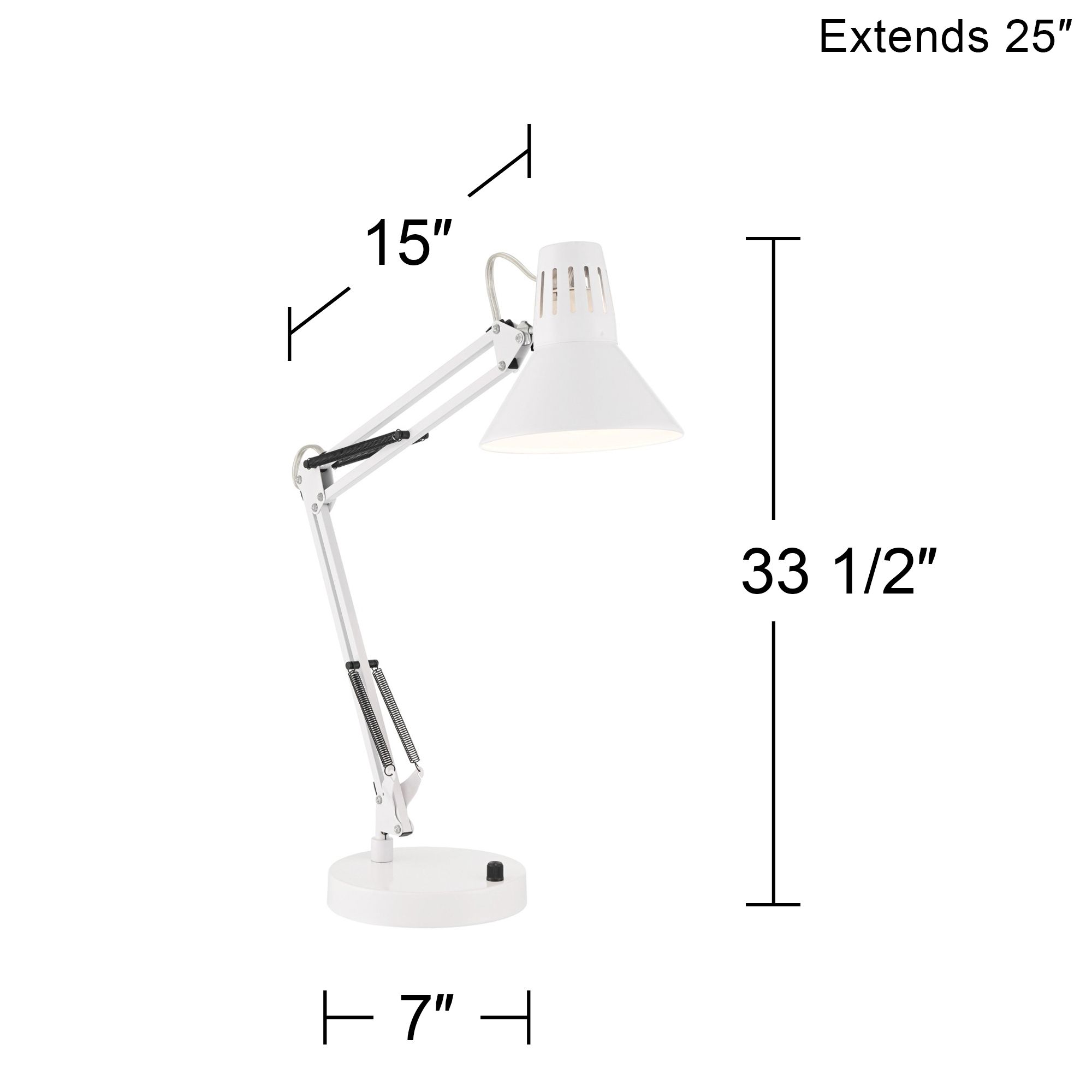 Possini Euro Shoup Adjustable Height White Finish Architect USB Desk Lamp