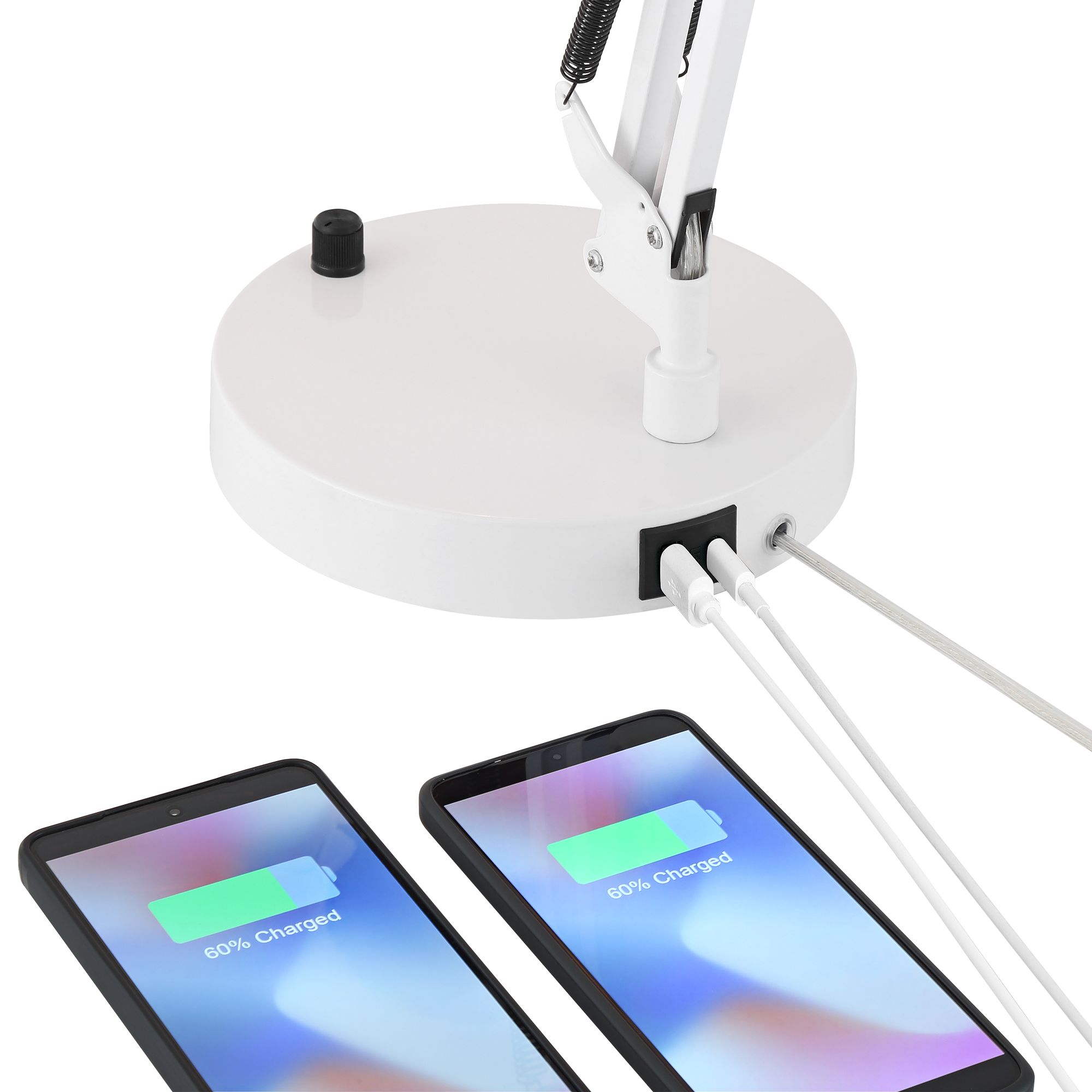 Image 4 Possini Euro Shoup Adjustable Height White Finish Architect USB Desk Lamp more views
