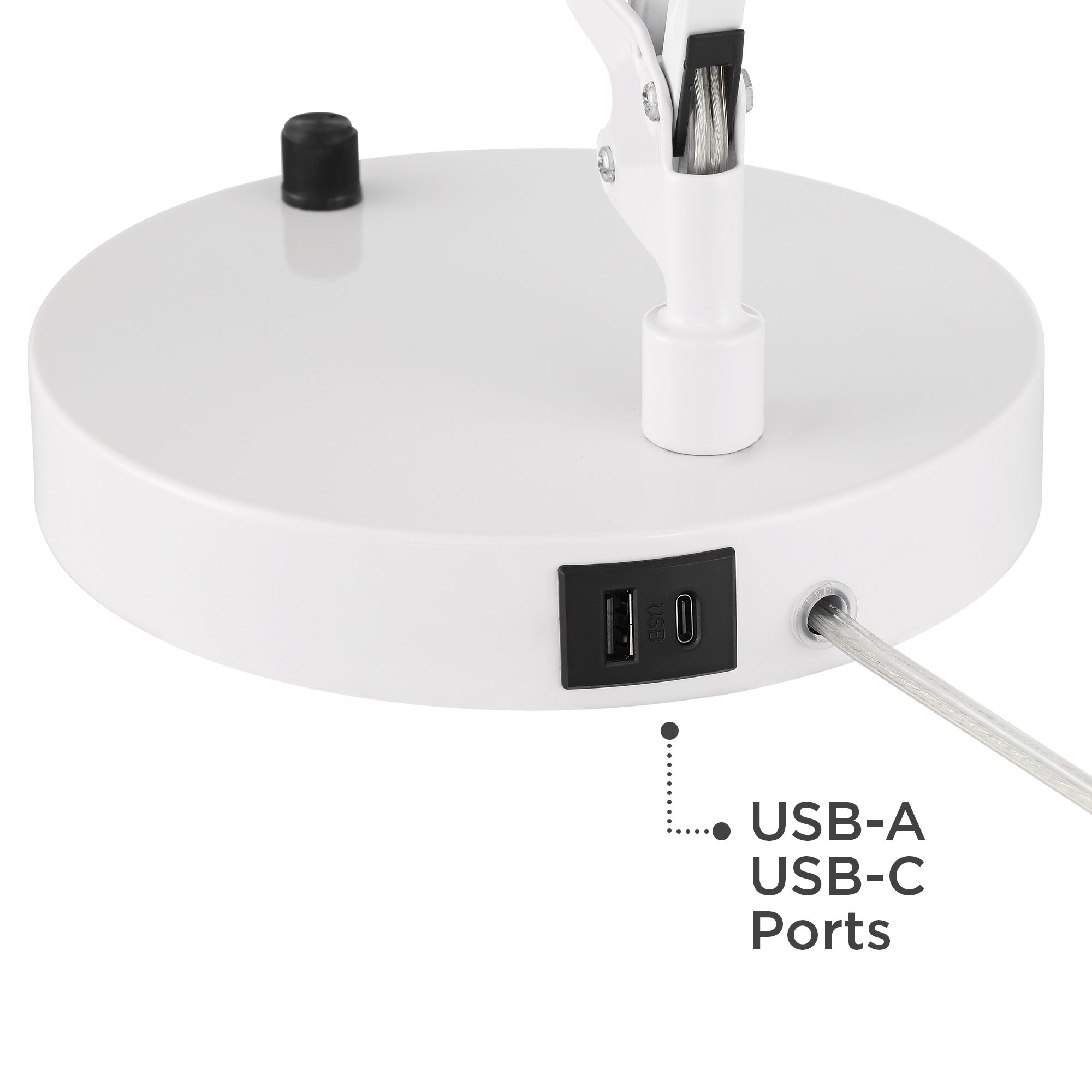 Image 5 Possini Euro Shoup Adjustable Height White Finish Architect USB Desk Lamp more views